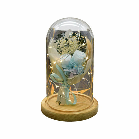 Aranjament floral in cupola de sticla, lumina Led, D4040, Blue