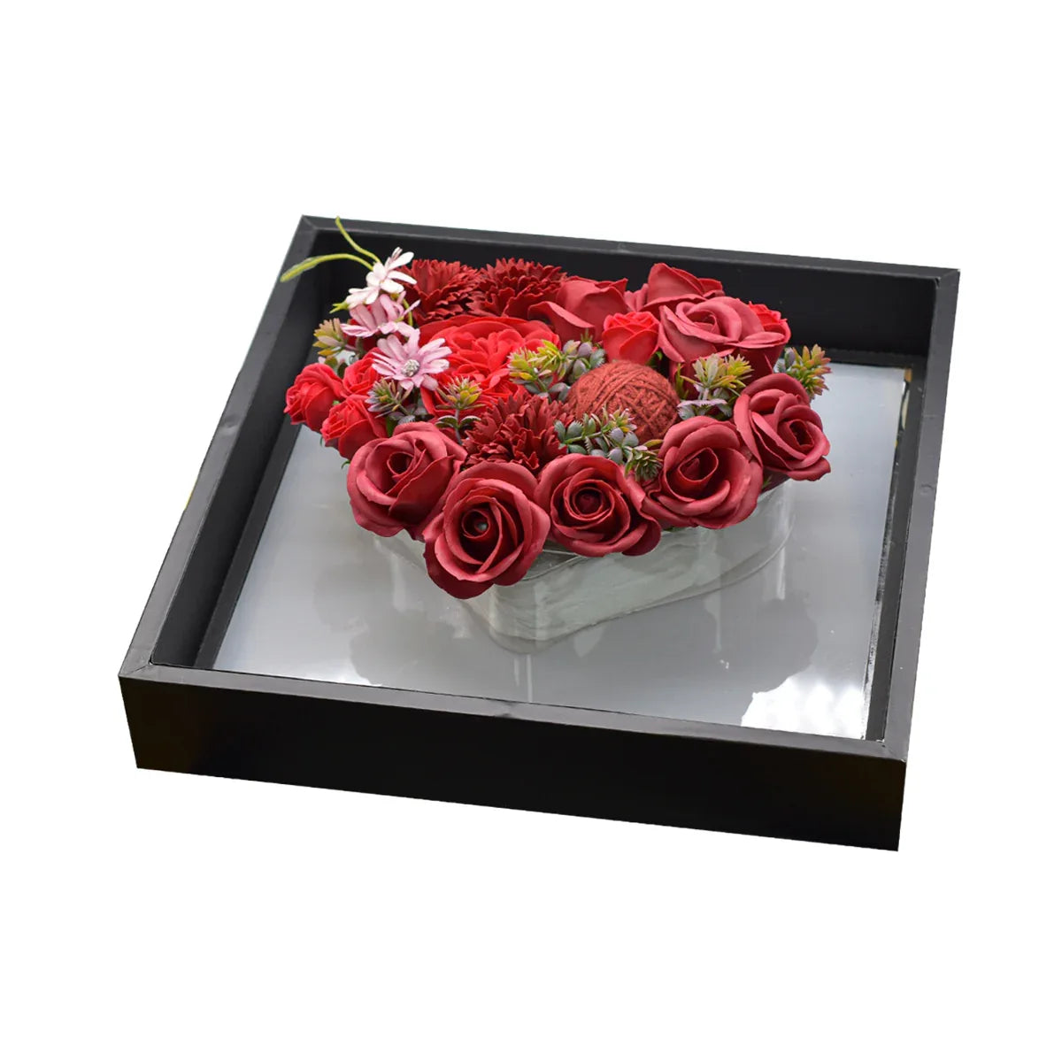 Aranjament floral elegant, flori de sapun, D4076, Rosu