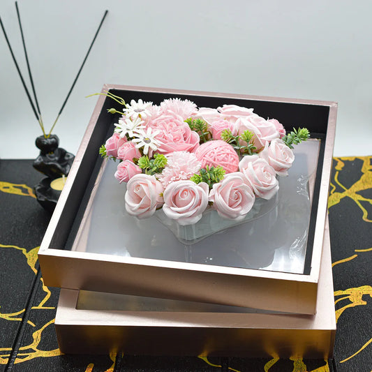 Aranjament floral elegant, flori de sapun, D4076, Roz