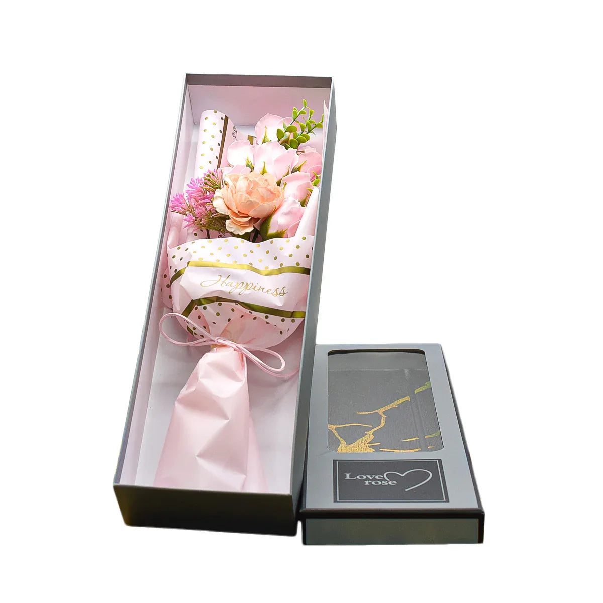 Aranjament floral elegant, flori de sapun, D4083, Roz