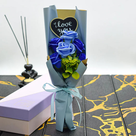 Aranjament floral elegant, flori de sapun, D4090, Blue