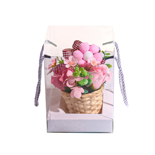Aranjament floral elegant, flori de sapun, D4093, Roz