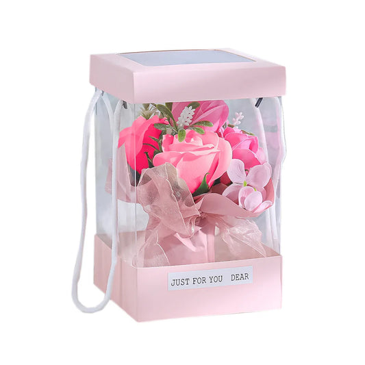Aranjament floral elegant, flori de sapun, D4096, Roz