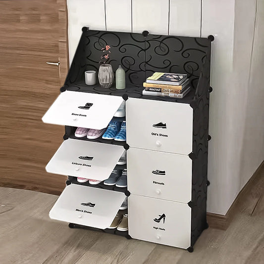 Pantofar modular, 12 Compartimente, D4100, Negru