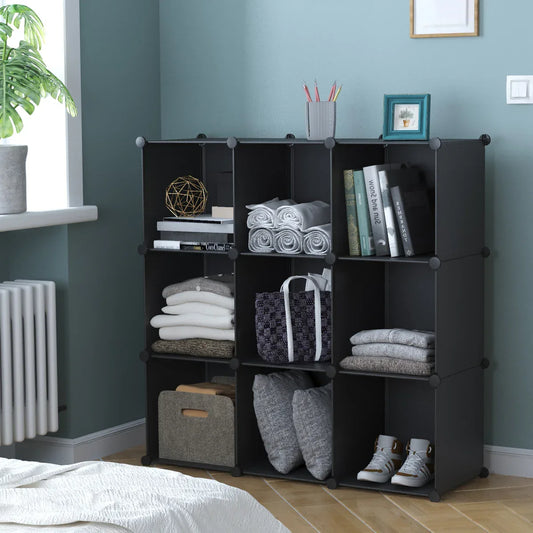 Dulap Modular, 9 Compartimente, fara usi, Naimeed D4137, Negru