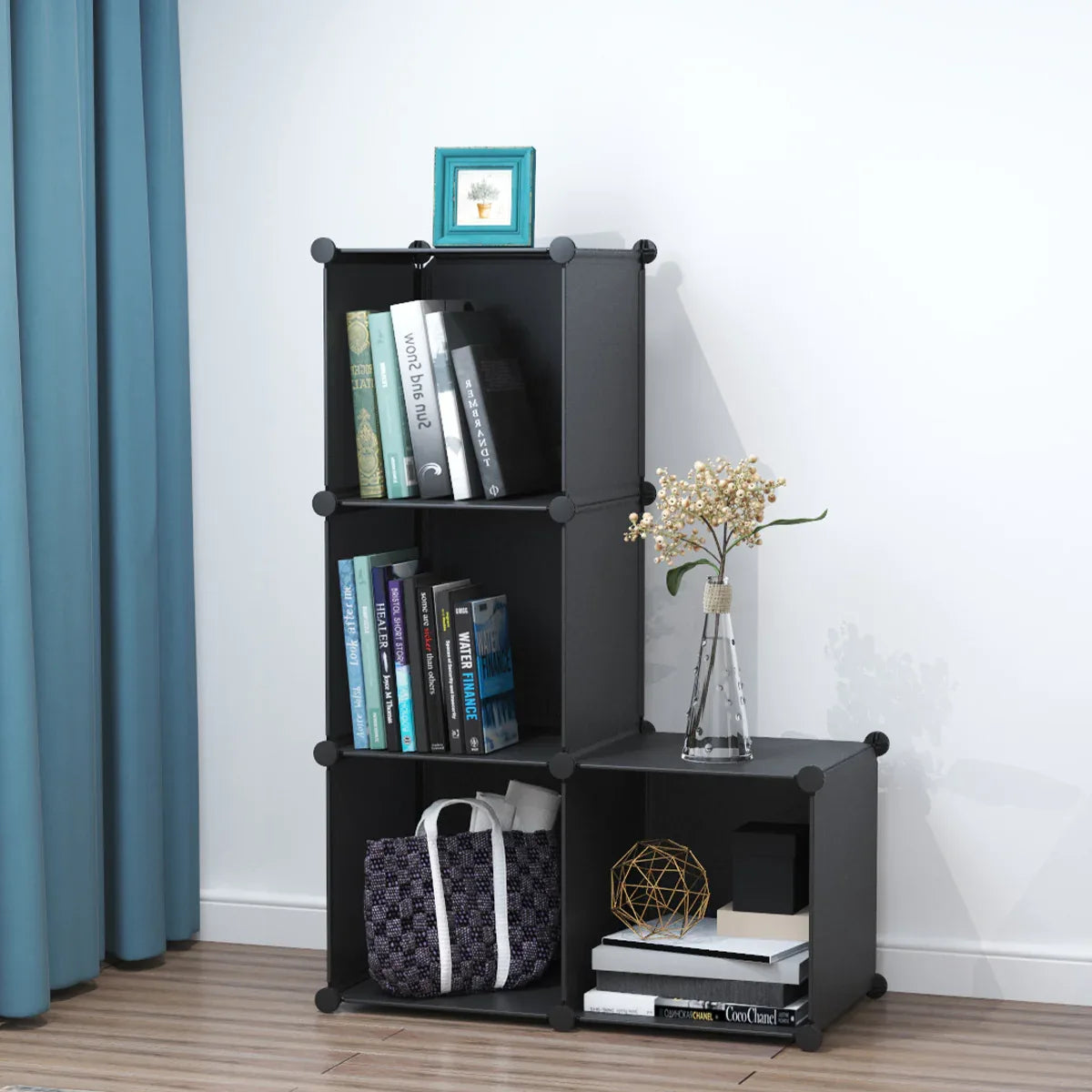 Dulap Modular, 4 Compartimente, fara usi, Naimeed D4140, Negru