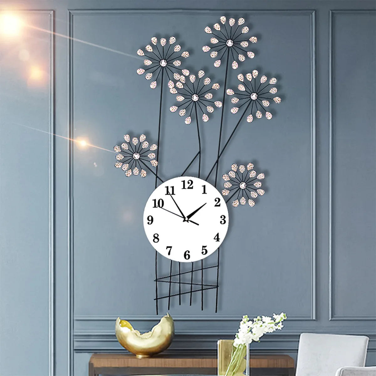 Ceas de perete, stil elegant, Metal, mecanism Silentios, D4186, 46*88 cm, Negru