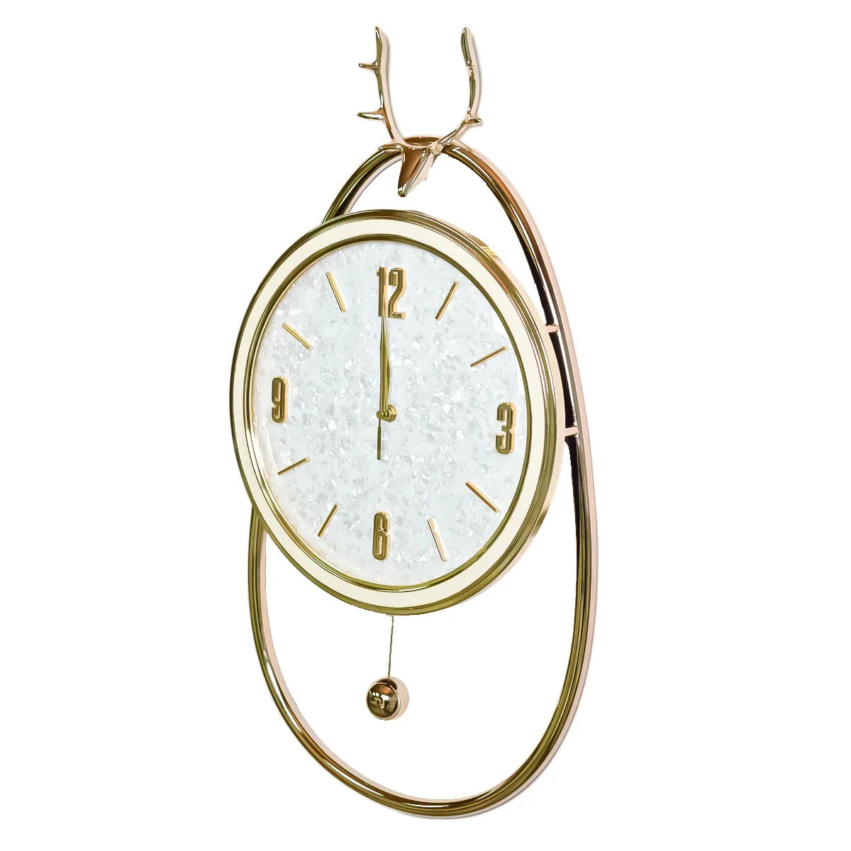 Ceas de perete cu pendul, stil elegant, Metal, mecanism Silentios, D4212, 35*57 cm, Auriu/Alb