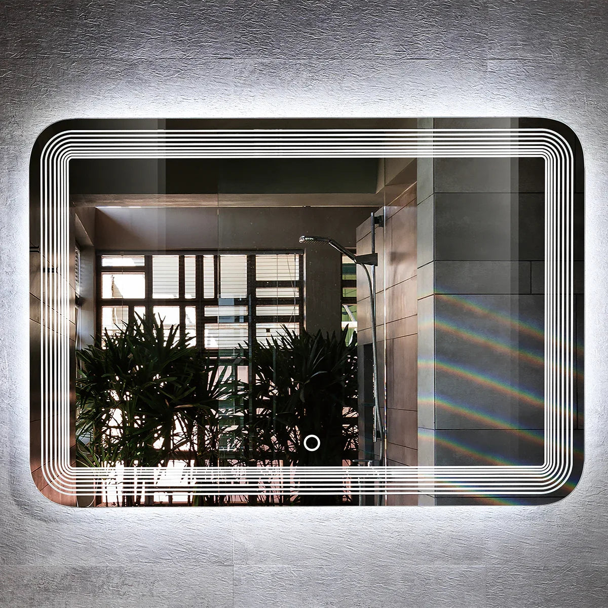 Oglinda baie, sistem iluminare LED, IP44, 100x70cm, D4224, Dezaburire, Touch