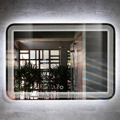 Oglinda baie, sistem iluminare LED, IP44, 100x70cm, D4224, Dezaburire, Touch