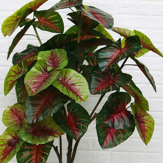 Planta artificiala, Alocasia fara ghiveci, D4289, 165cm, verde/rosu