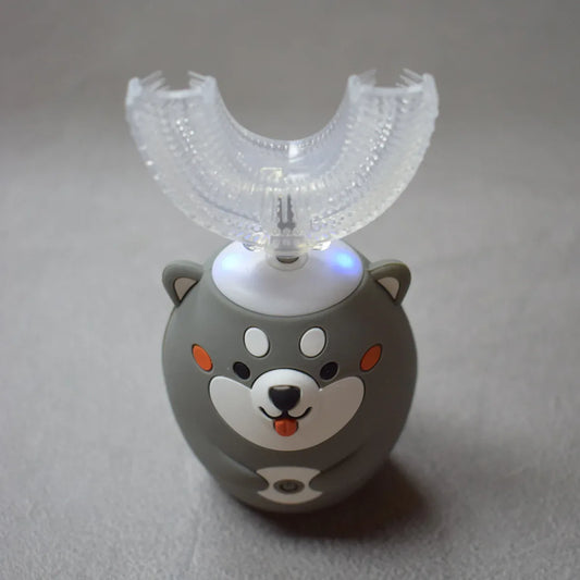 Periuta de dinti electrica U-shape, 5 programe, pentru Copii 3-12 ani, Naimeed D4370, acumulator, incarcare USB, Gri