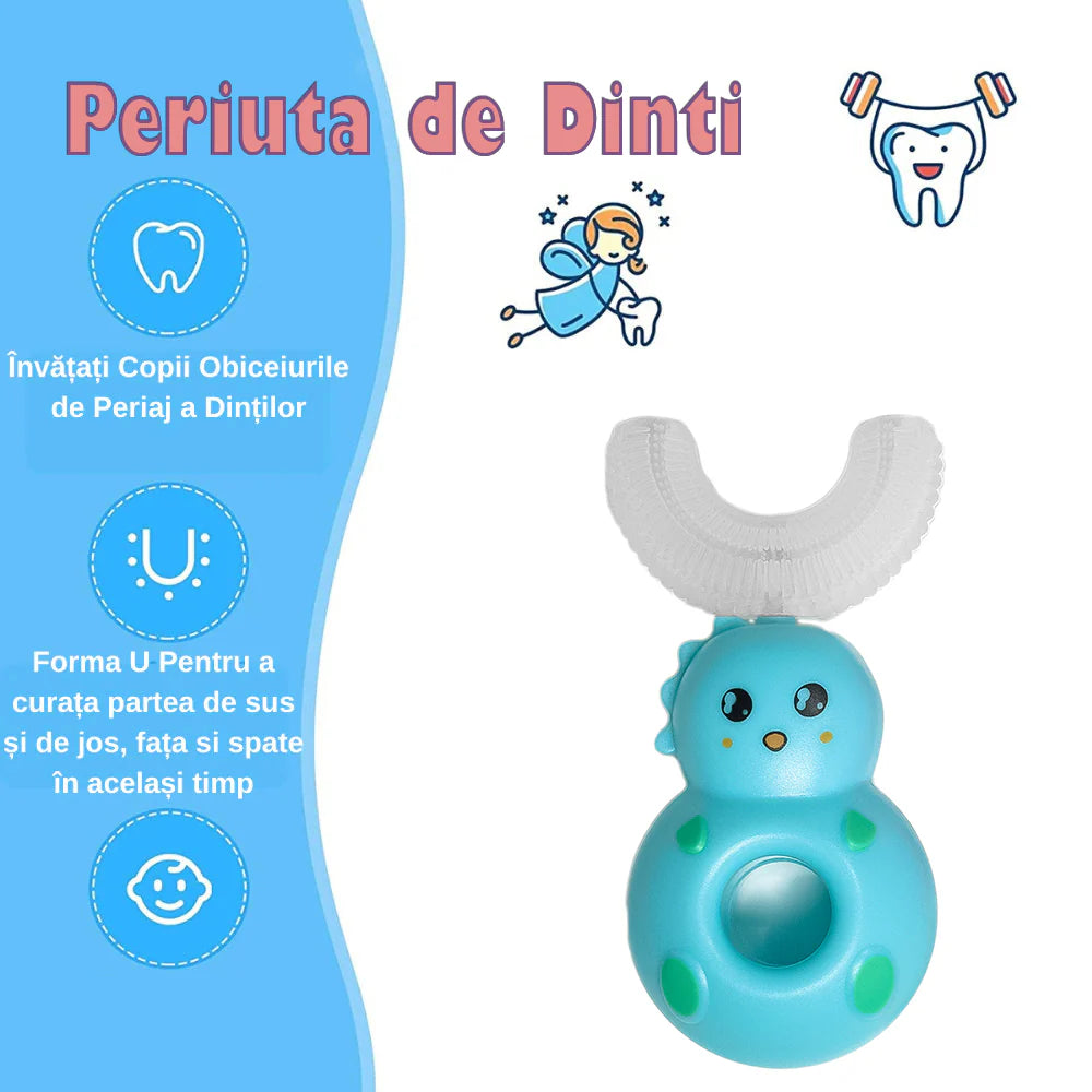 Periuta de Dinti Circulara U-shape, pentru Copii 2-12 ani, Naimeed D4372, Albastru