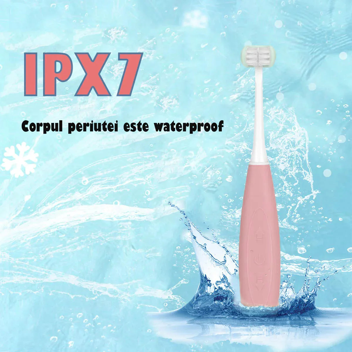 Periuta de dinti electrica U-shape, Sonica, 5 programe,  6-14 ani, Naimeed D4373, acumulator, incarcare USB, Roz