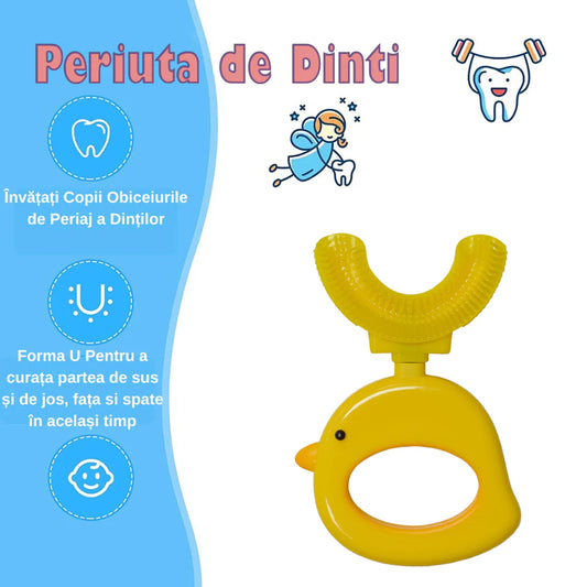 Periuta de Dinti Circulara U-shape, pentru Copii 2-7 ani, Naimeed D4374, Galben