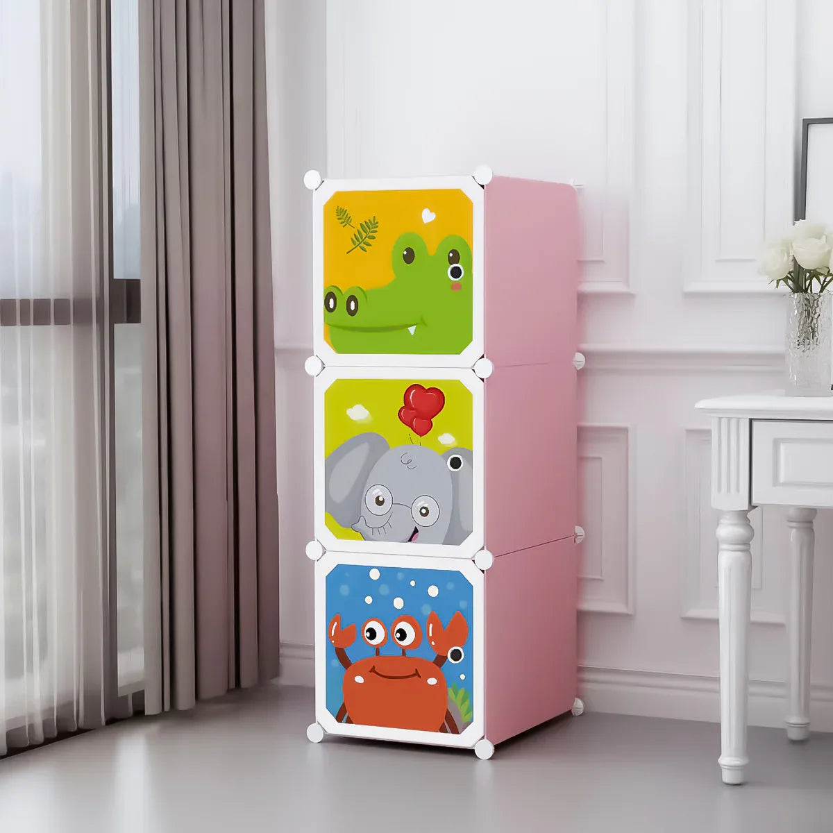 Dulap Modular Copii, 3 Usi, D4378, Roz