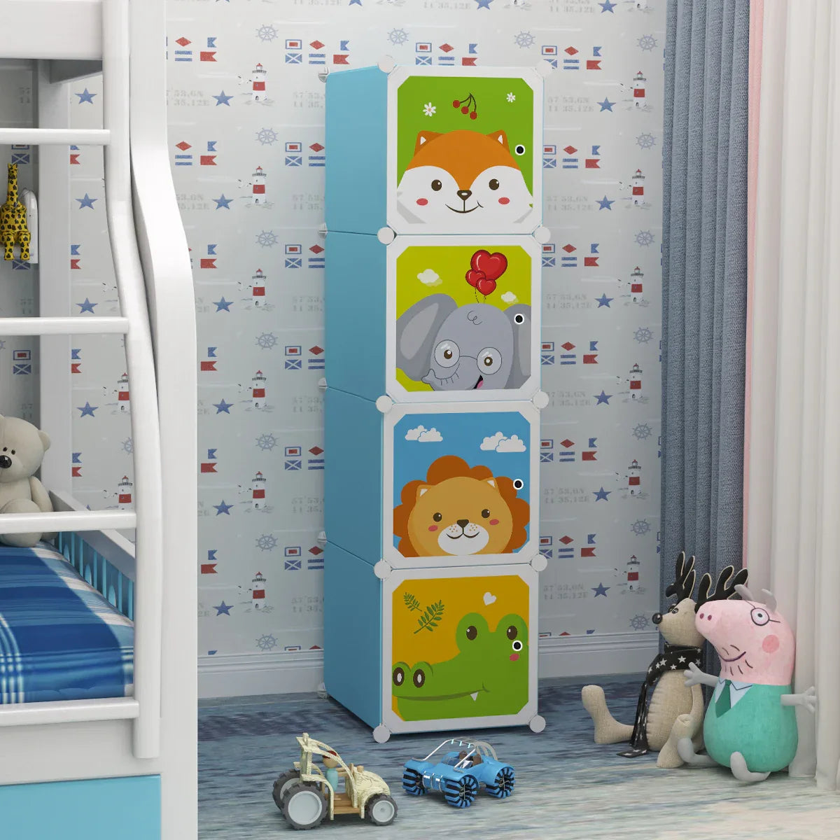 Dulap Modular Copii, 4 Usi, D4381, Blue