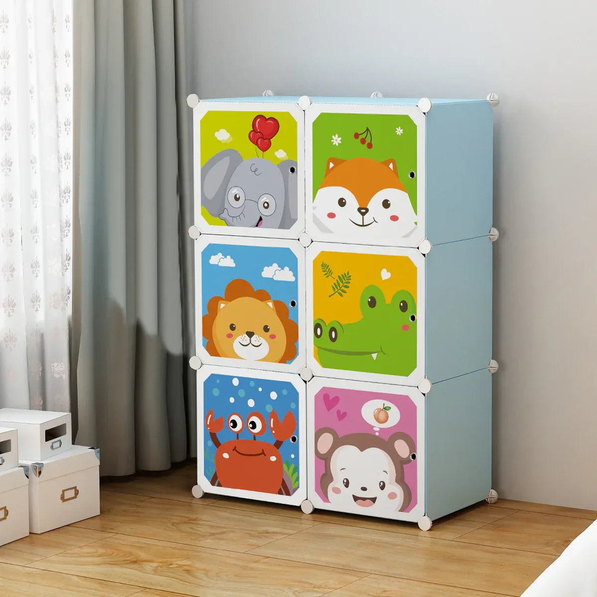 Dulap Modular Copii, 6 Usi, D4384, Blue