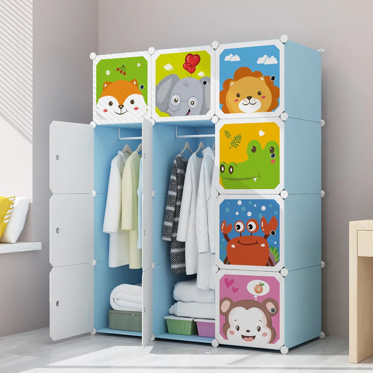 Dulap Modular Copii, 12 Usi, D4396, Blue
