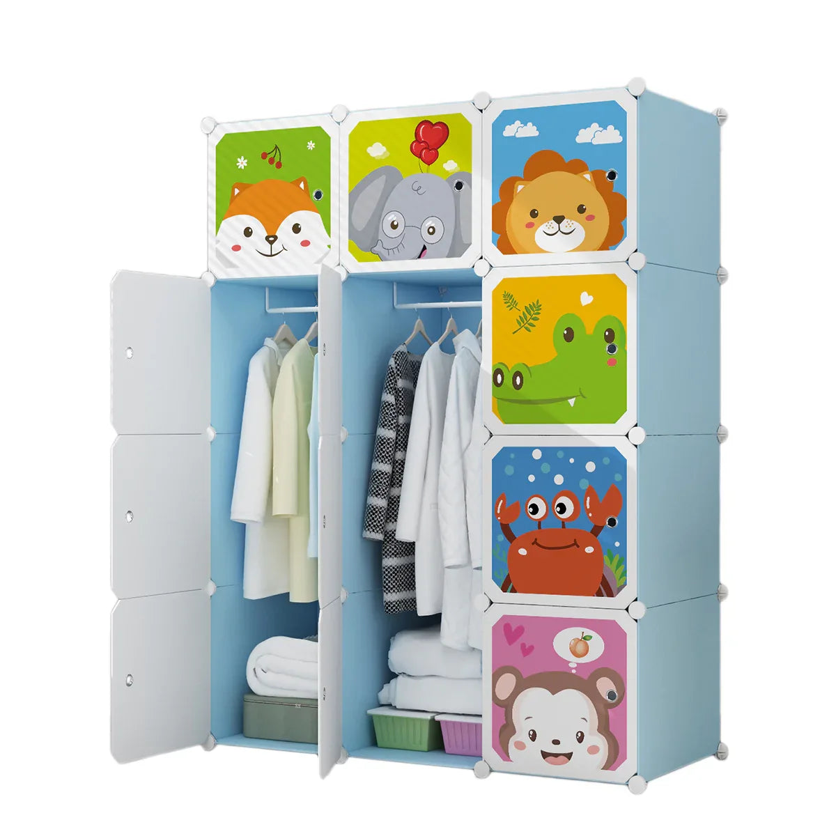 Dulap Modular Copii, 12 Usi, D4396, Blue