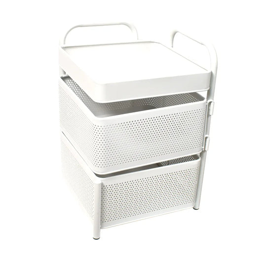 Raft metalic multifunctional, 2 cosuri, Naimeed D4452, Alb