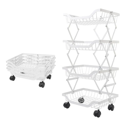 Raft metalic mobil, extensibil, 4 cosuri, Naimeed D4484, Alb