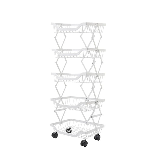 Raft metalic mobil, extensibil, 5 cosuri, Naimeed D4486, Alb