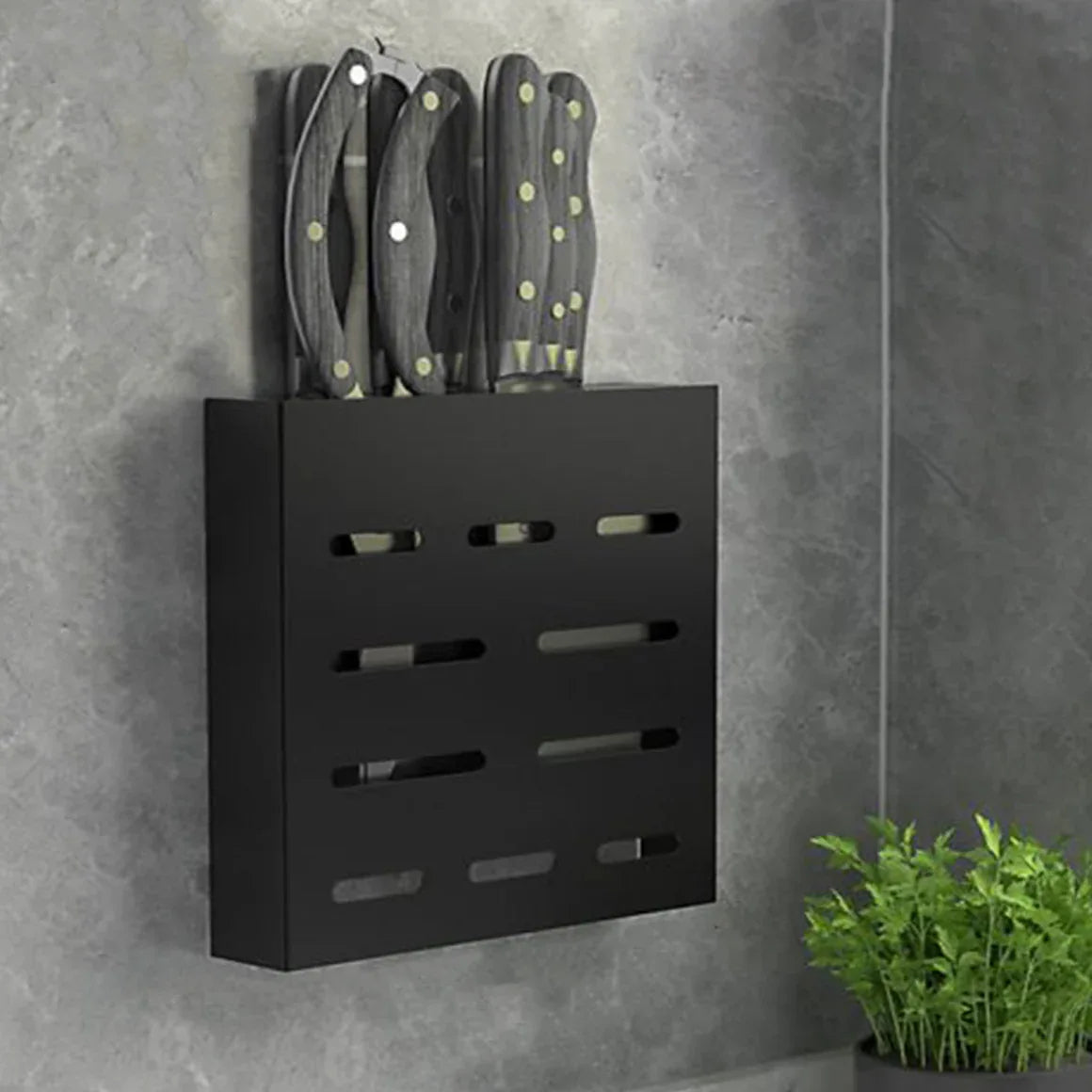 Suport metalic pentru cutite, Naimeed D4509, Negru