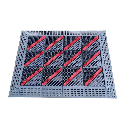 Set 12 placi pardoseala modulara si accesorii din PP, Naimeed D4534, Rosu