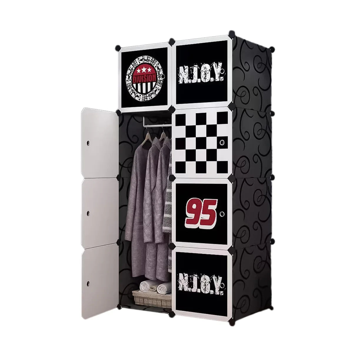 Dulap Modular Copii, 8 Usi, Naimeed D4541, Negru