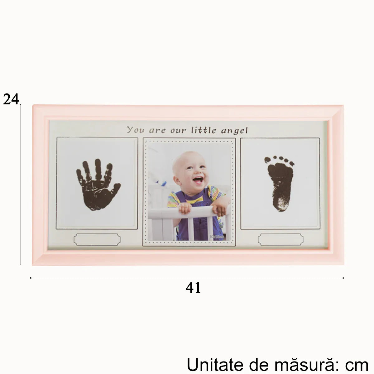 Rama foto cu amprenta, personalizabila, Naimeed D4571P, Roz