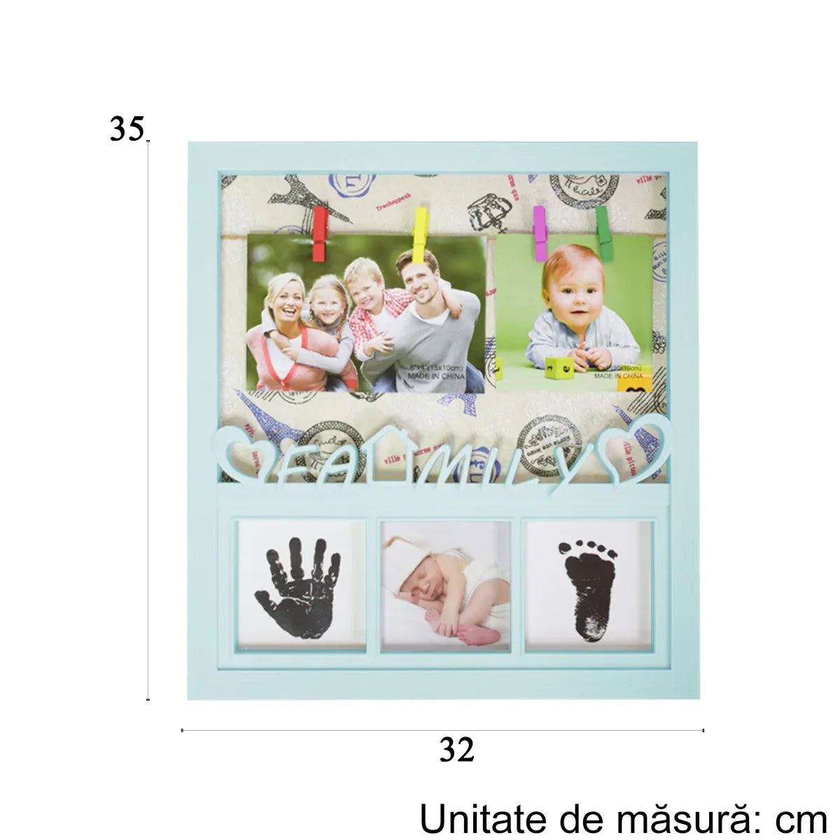 Rama foto cu amprenta, personalizabila, Naimeed D4572B, Albastru