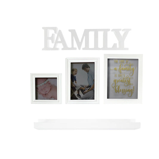 Set 2 rame foto, Naimeed D4595W, 1 polita si 2 ornamente, Alb