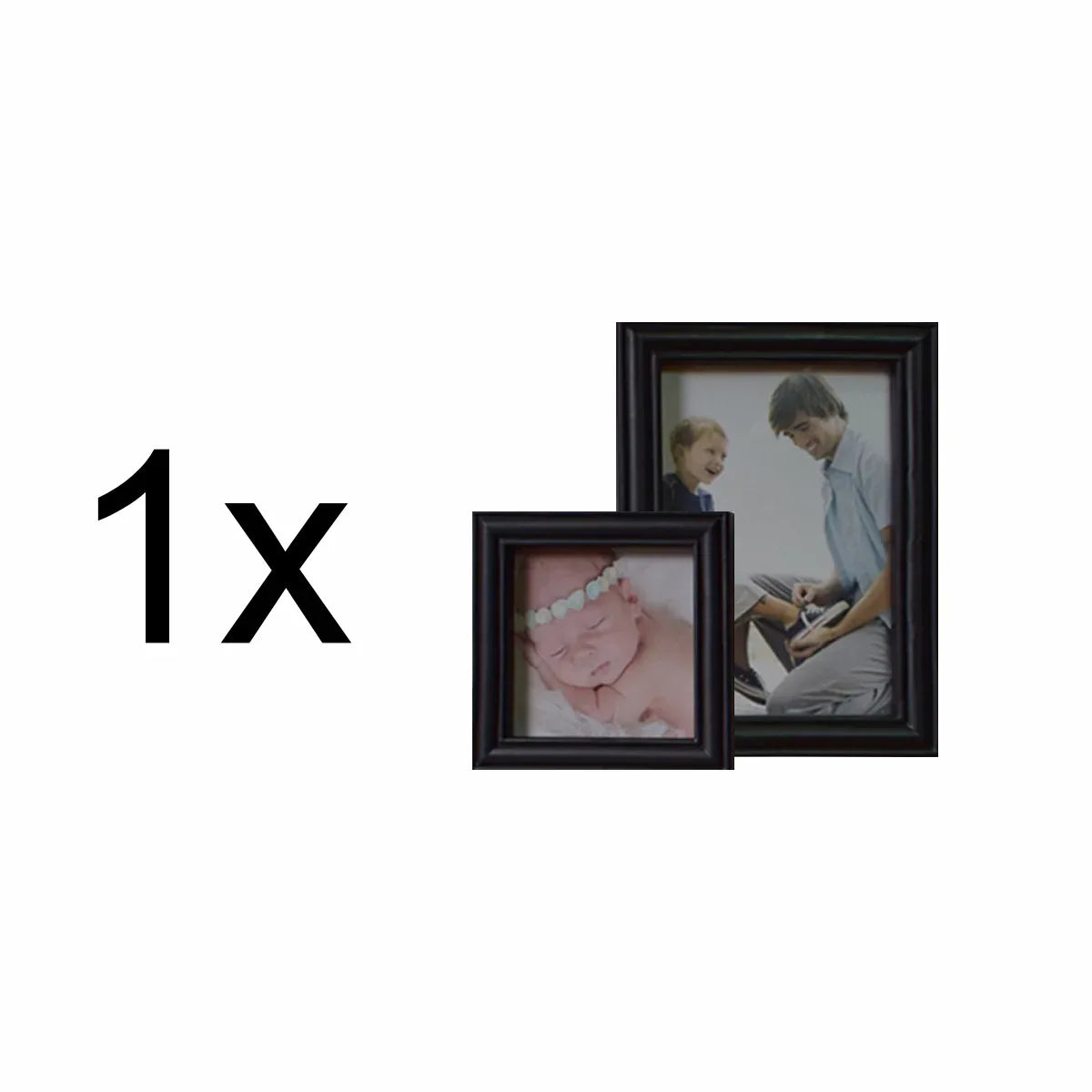 Set 2 rame foto, Naimeed D4596N, 1 polita si 2 ornamente, Negru