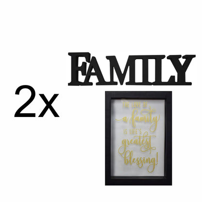 Set 2 rame foto, Naimeed D4596N, 1 polita si 2 ornamente, Negru