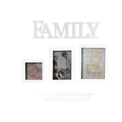 Set 2 rame foto, Naimeed D4596W, 1 polita si 2 ornamente, Alb
