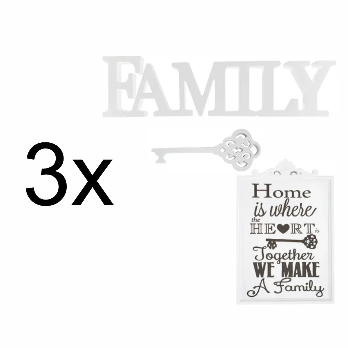 Set 4 rame foto, Naimeed D4597W, 2 polite si 3 ornamente, Alb