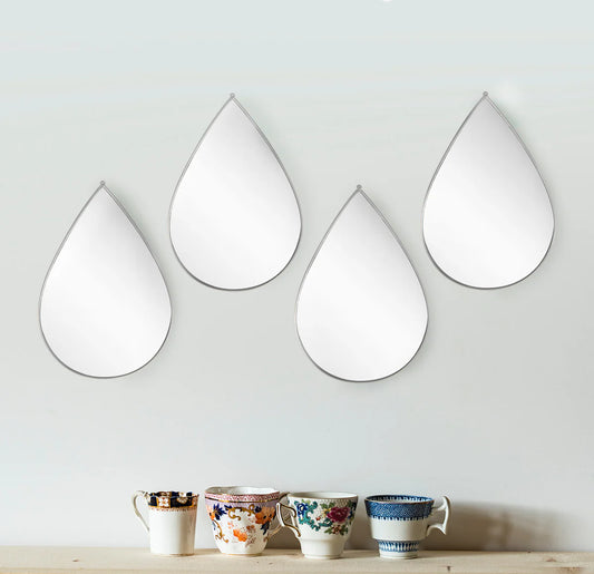 Set 4 Oglinzi Decorative, Naimeed D4605S, Argintiu, 19x1x28 cm