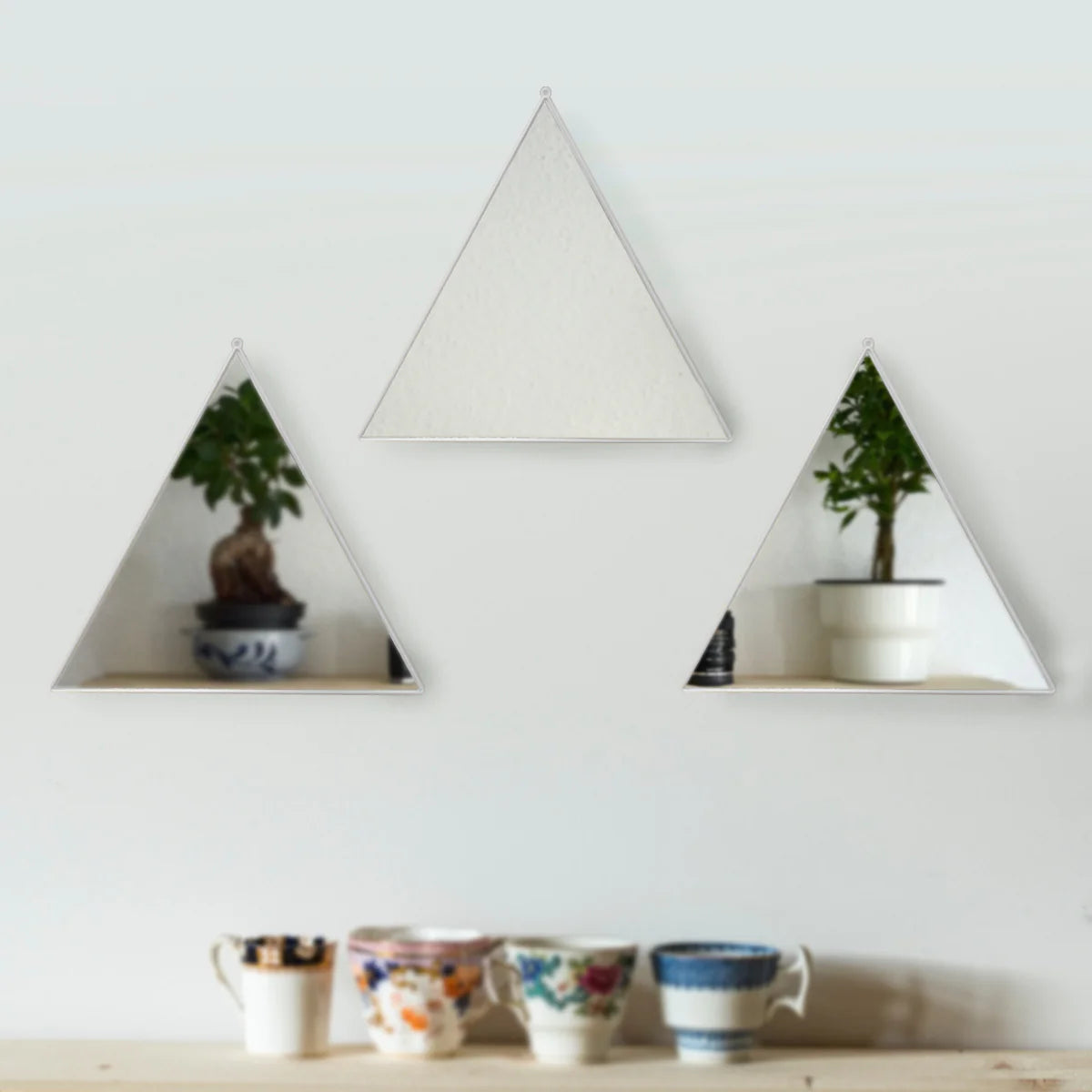 Set 3 Oglinzi Decorative, Naimeed D4606S, Argintiu, 24x1x23 cm