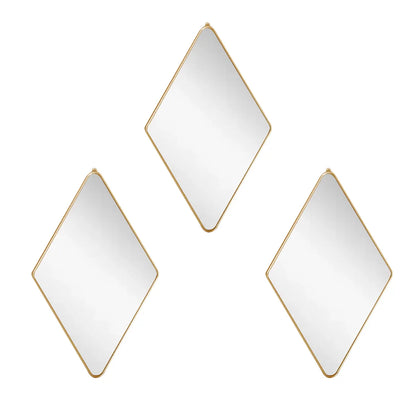 Set 3 Oglinzi Decorative, Naimeed D4607G, Auriu, 17x1x28 cm