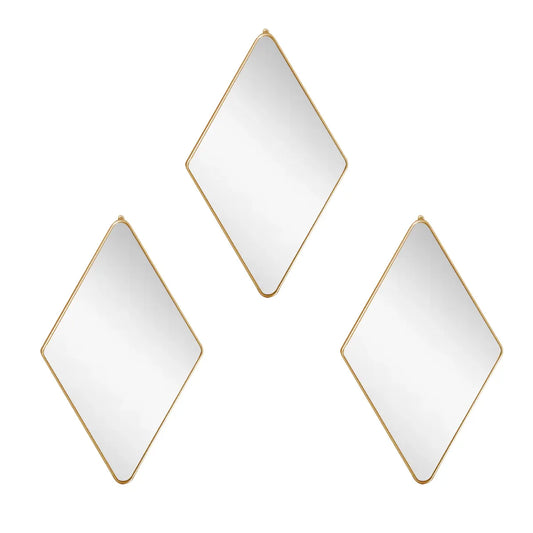 Set 3 Oglinzi Decorative, Naimeed D4607G, Auriu, 17x1x28 cm