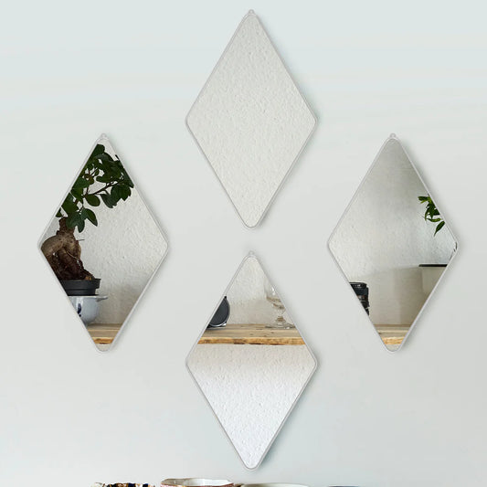 Set 4 Oglinzi Decorative, Naimeed D4608S, Argintiu, 17x1x28 cm