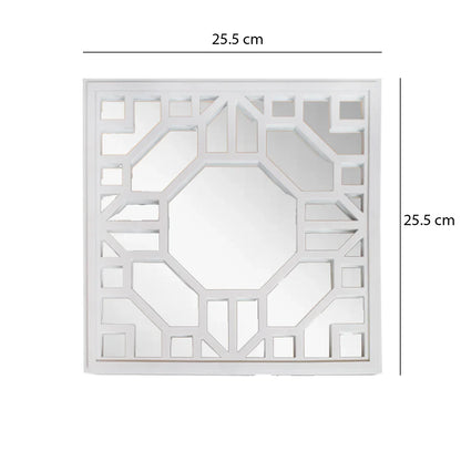 Set 3 Oglinzi Decorative de Perete, Naimeed D4617W, Alb, 25.5x2.5x25.5 cm
