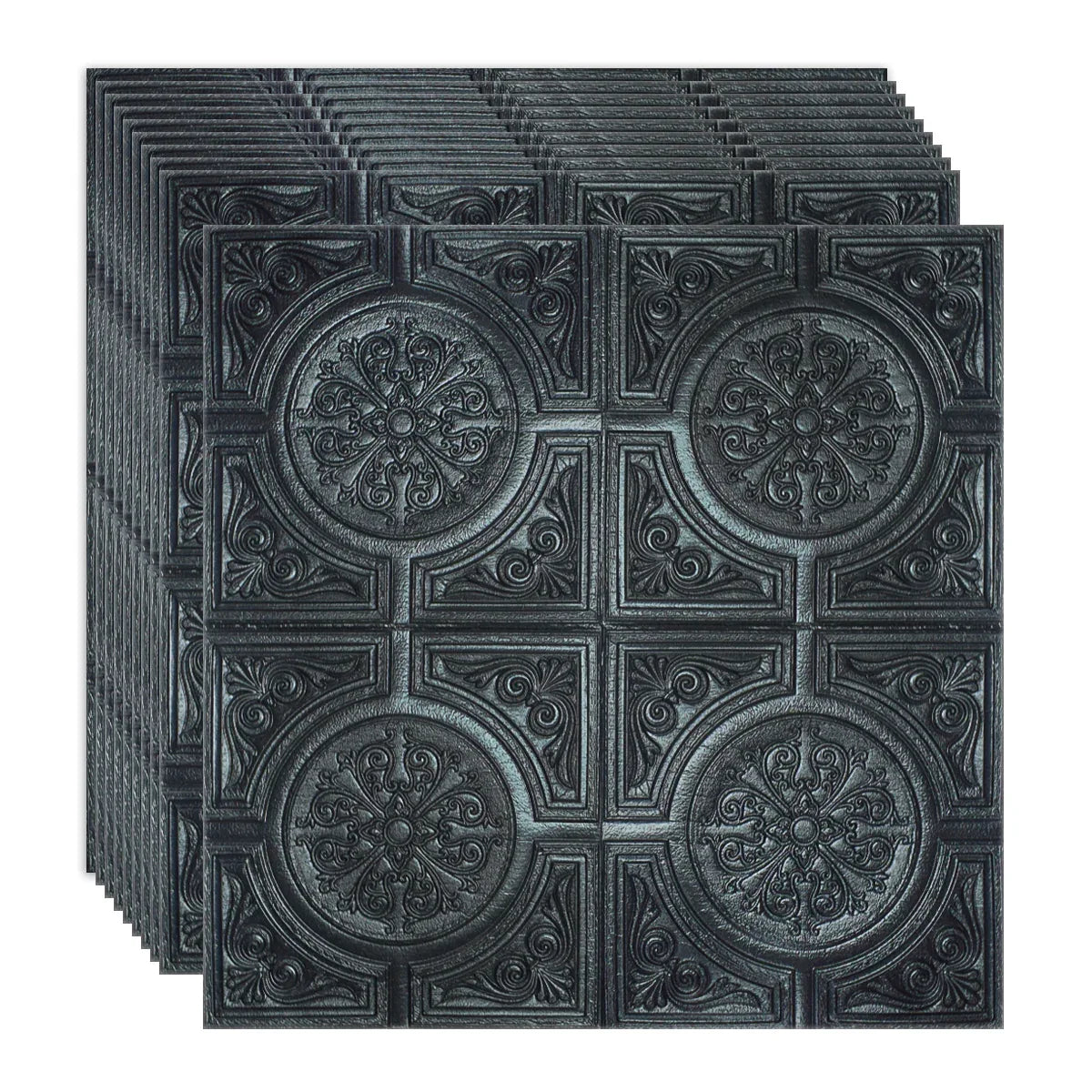 Set 10 x Tapet 3D Autoadeziv, design modern, rezistent la umezeala, usor de curatat, 70x70cm, Naimeed D4724, Negru