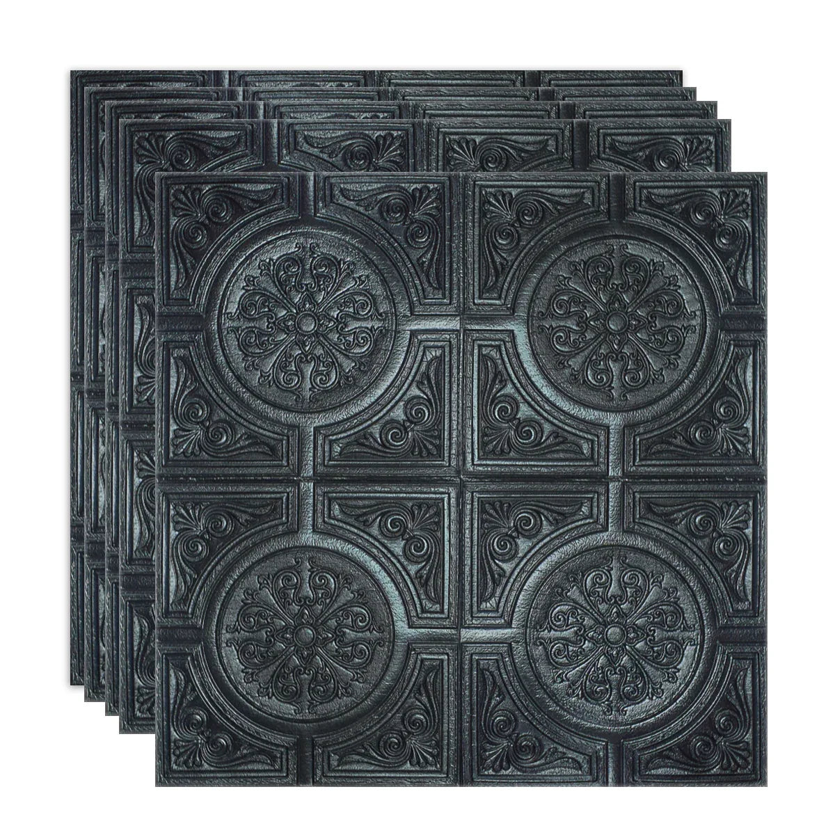 Set 5 x Tapet 3D Autoadeziv, design modern, rezistent la umezeala, usor de curatat, 70x70cm, Naimeed D4724, Negru