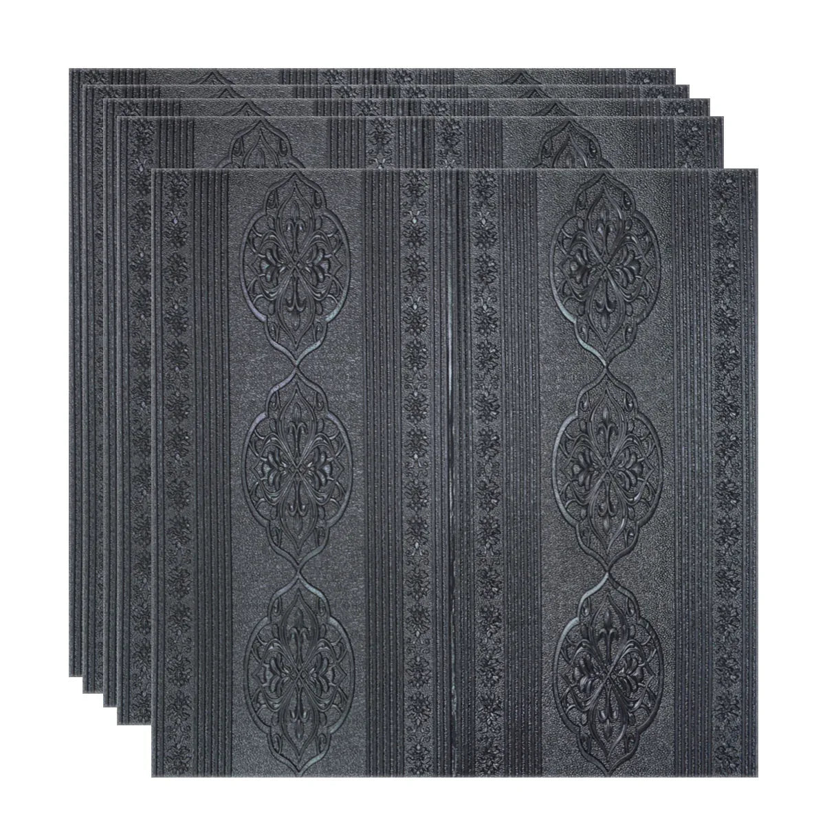 Set 5 x Tapet 3D Autoadeziv, design modern, rezistent la umezeala, usor de curatat, 70x70cm, Naimeed D4734, Negru