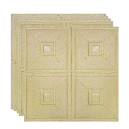 Set 5 x Tapet 3D Autoadeziv, design modern, rezistent la umezeala, usor de curatat, 70x70cm, Naimeed D4736, Galben