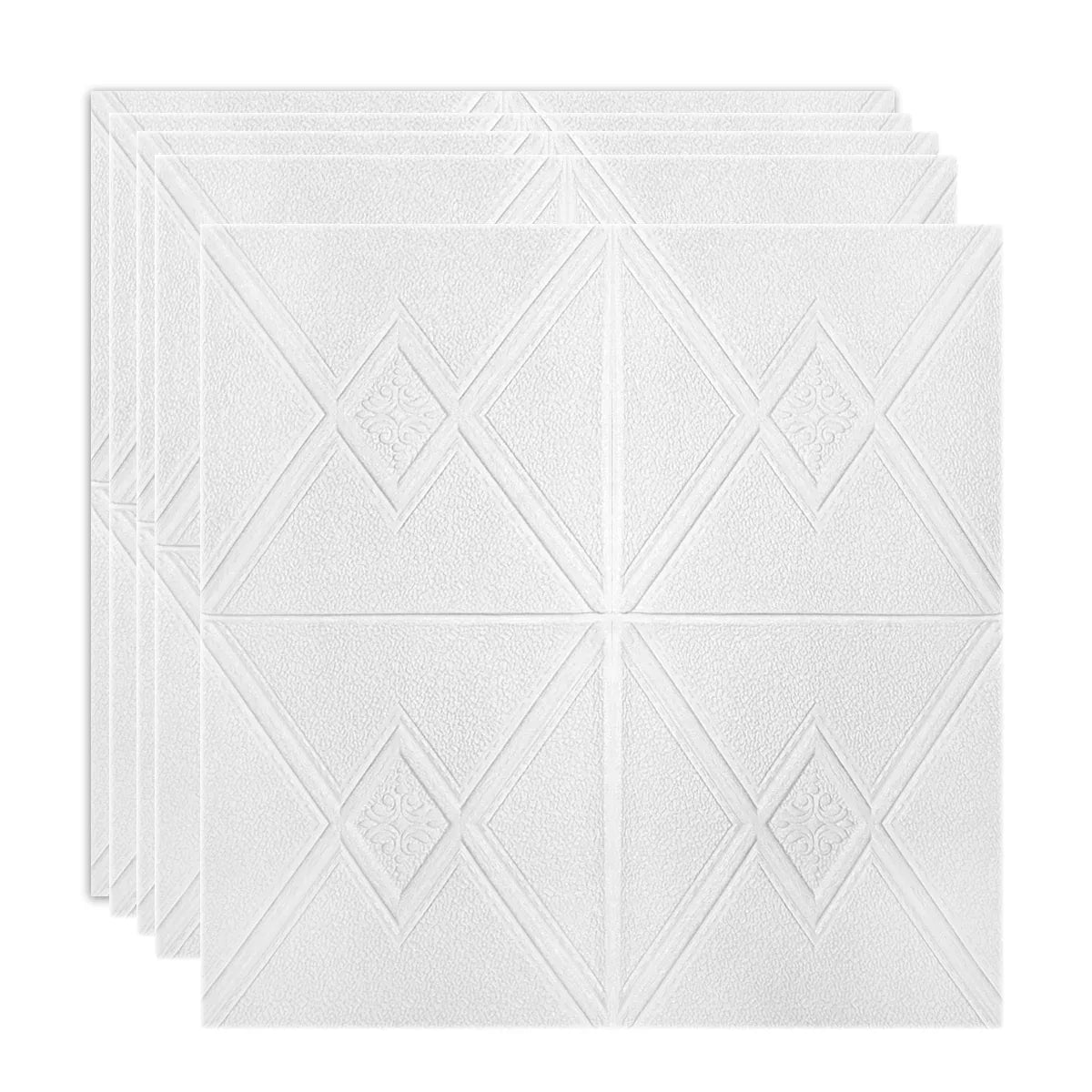 Set 5 x Tapet 3D Autoadeziv, design modern, rezistent la umezeala, usor de curatat, 70x70cm, Naimeed D4741, Alb