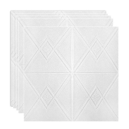 Set 5 x Tapet 3D Autoadeziv, design modern, rezistent la umezeala, usor de curatat, 70x70cm, Naimeed D4741, Alb
