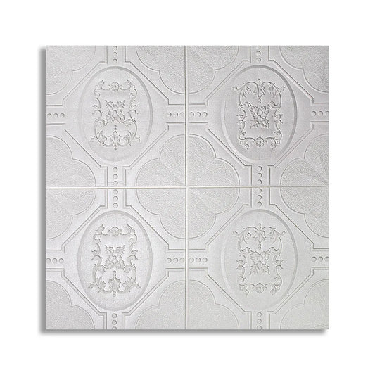 Set 5 x Tapet 3D Autoadeziv, design modern, rezistent la umezeala, usor de curatat, 70x70cm, Naimeed D4746, Alb